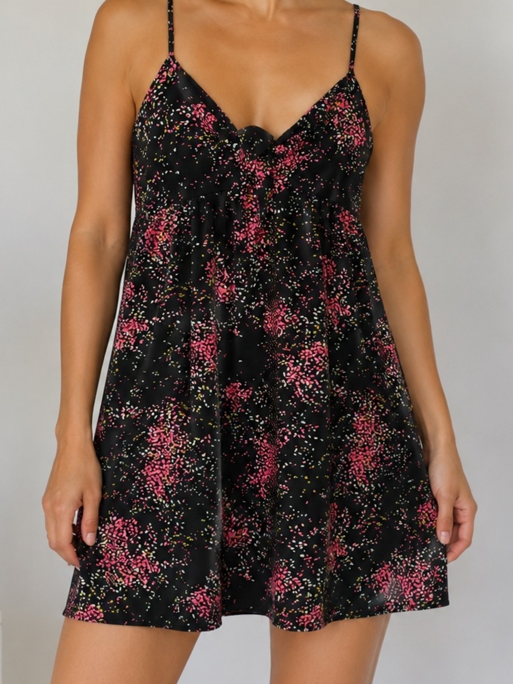 Roxy Black Floral Halter Mini Dress Spaghetti Strap Size Small